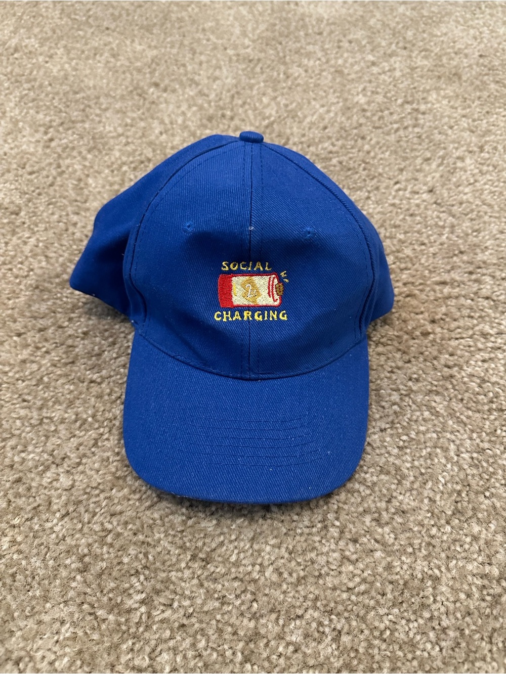 Blue 'Social Charging' Embroidered Baseball Cap